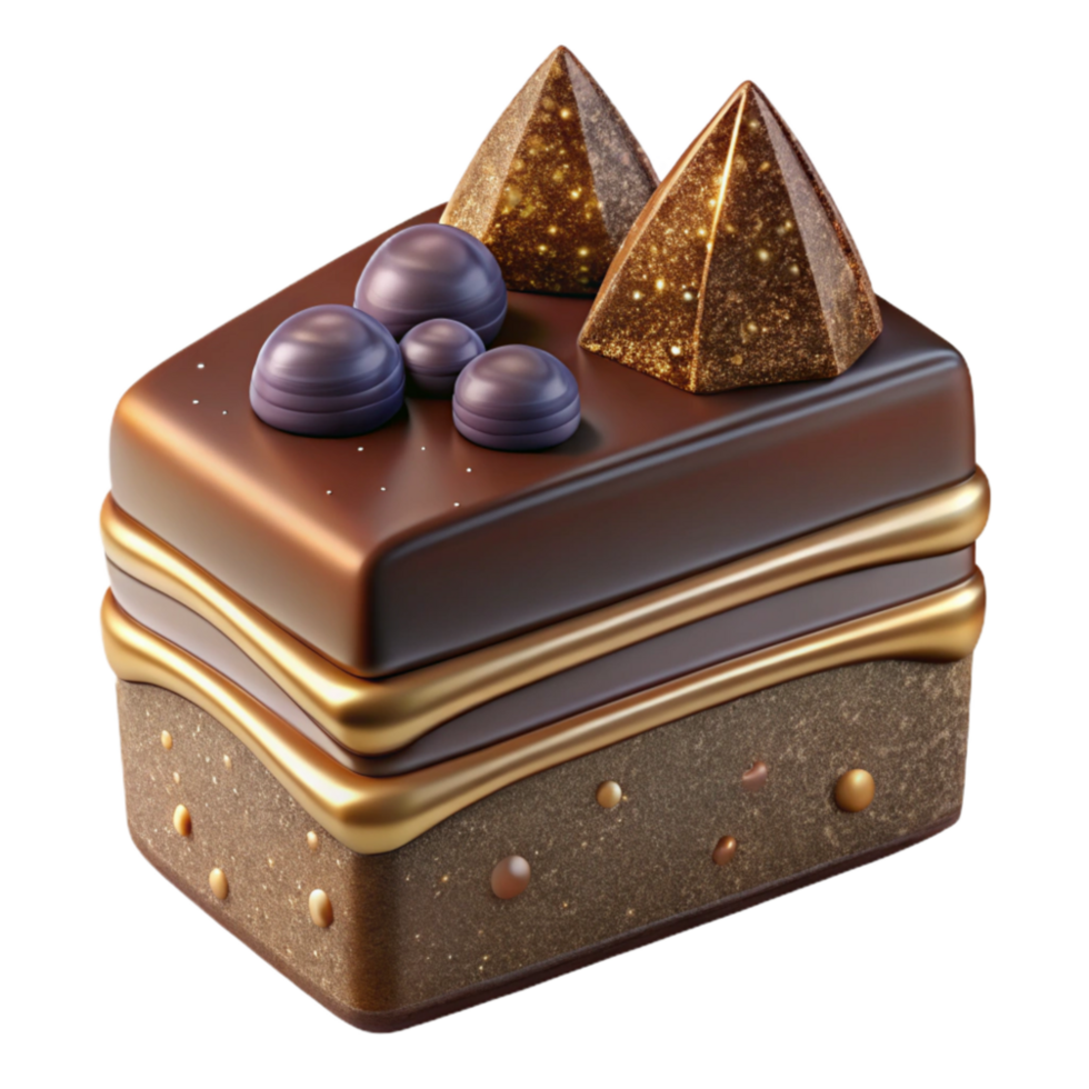 extraordinary contemporary Chocolate Brown Cake Slice Front View Transparent Background premium png