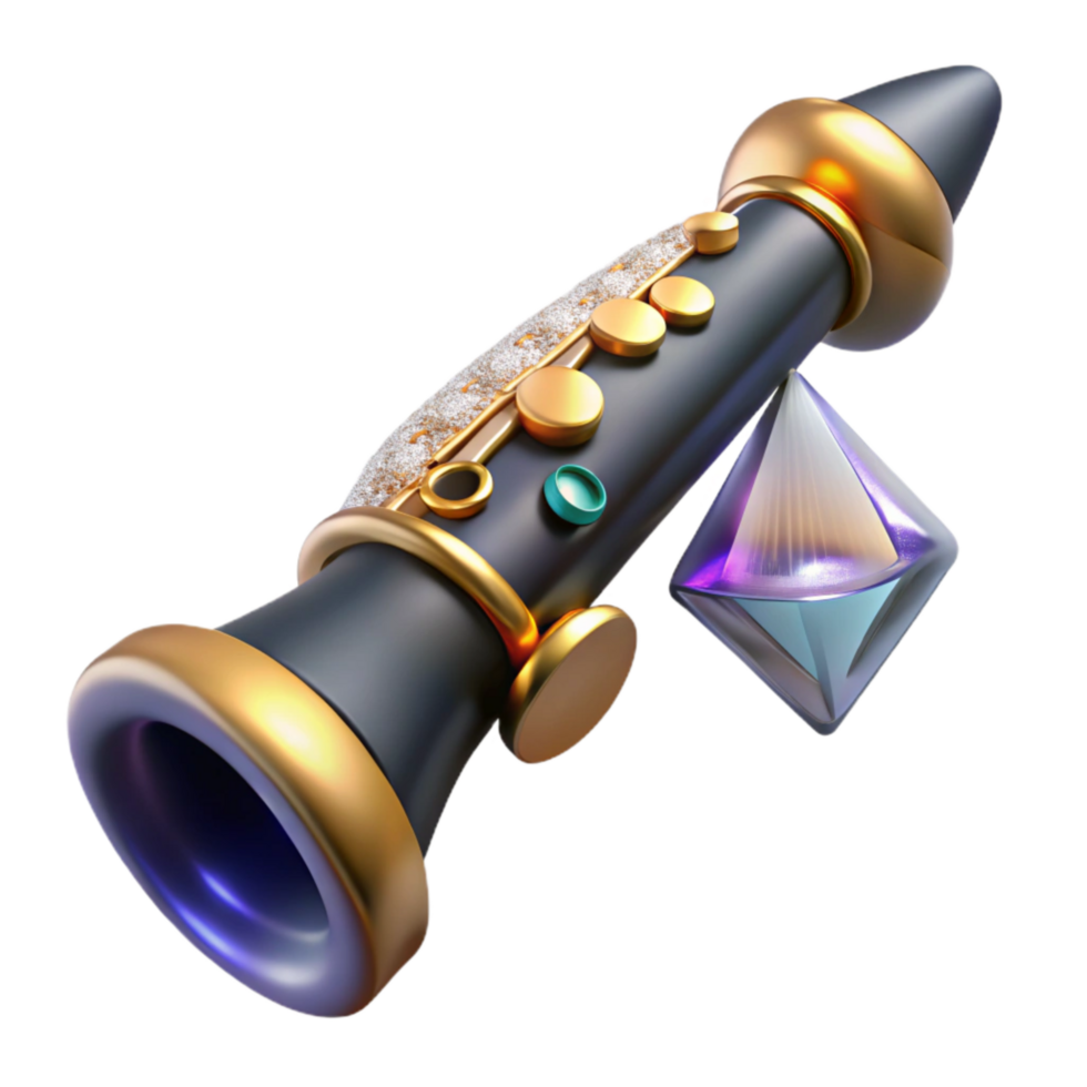 serene abstract Clarinet Front View Isolated Element png