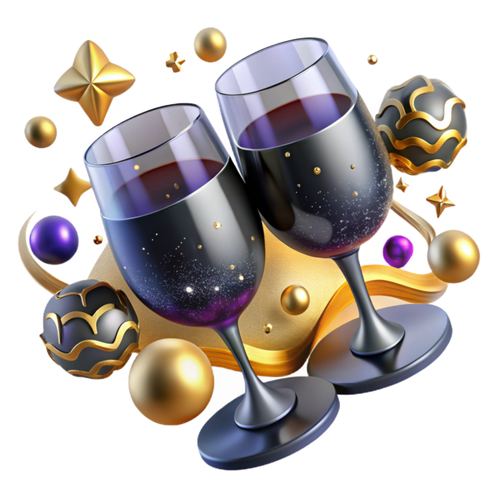 vibrant contemporary Clinking Wine Glasses Cheers Cutout authentic png