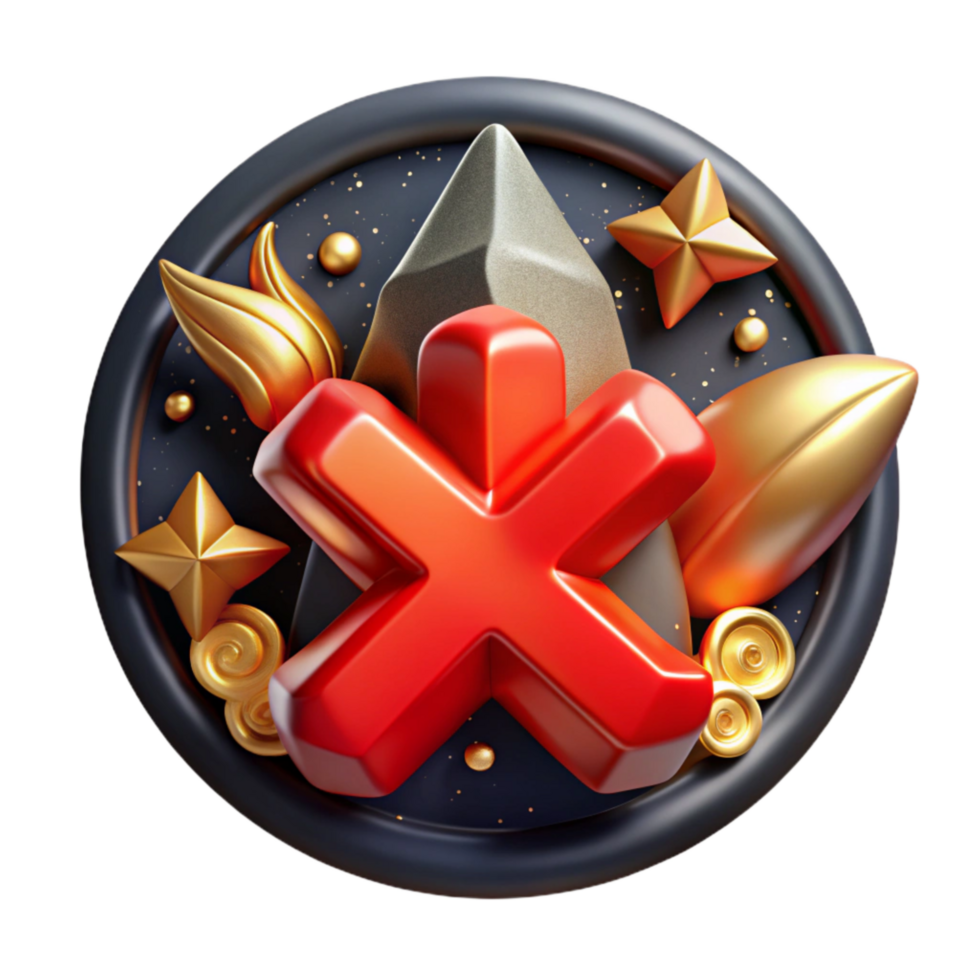 elegant artistic Close Icon Cutout with Red X high resolution png