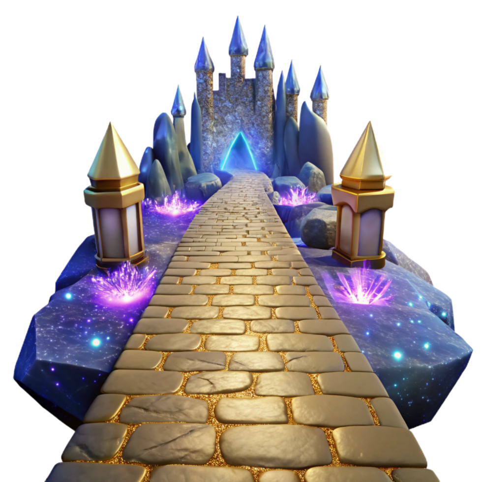 stunning contemporary Cobblestone Path Leading to Castle Ruins Isolated original png