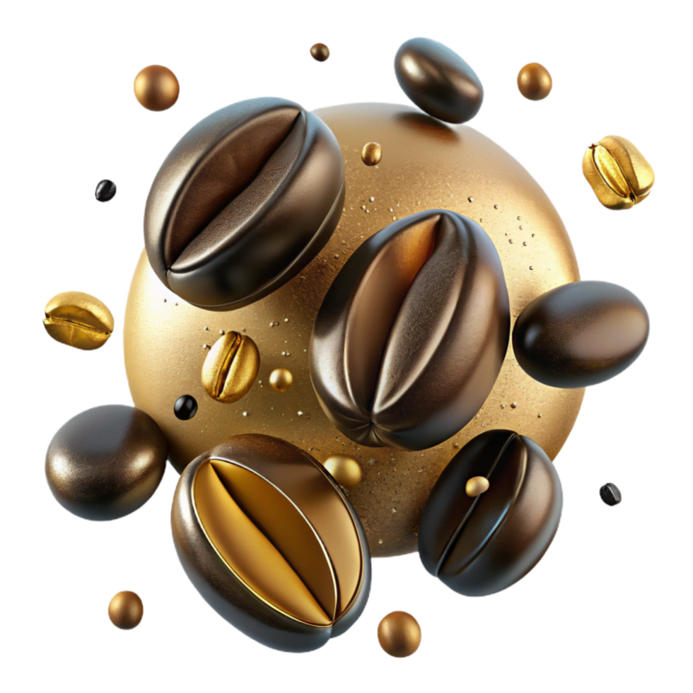 beautiful creative Coffee Beans Scattered Transparent Background Isolated high quality png