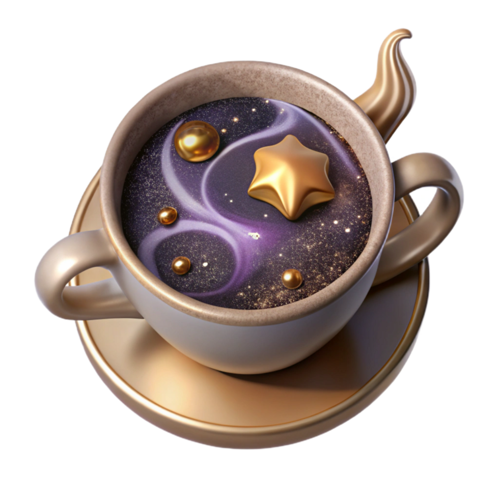 dramatic creative Coffee Cup with Steam Cutout with Top View exclusive png