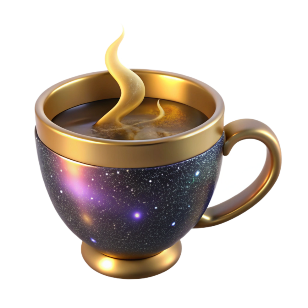 serene traditional Coffee Cup with Steam Cutout with Top View exclusive png