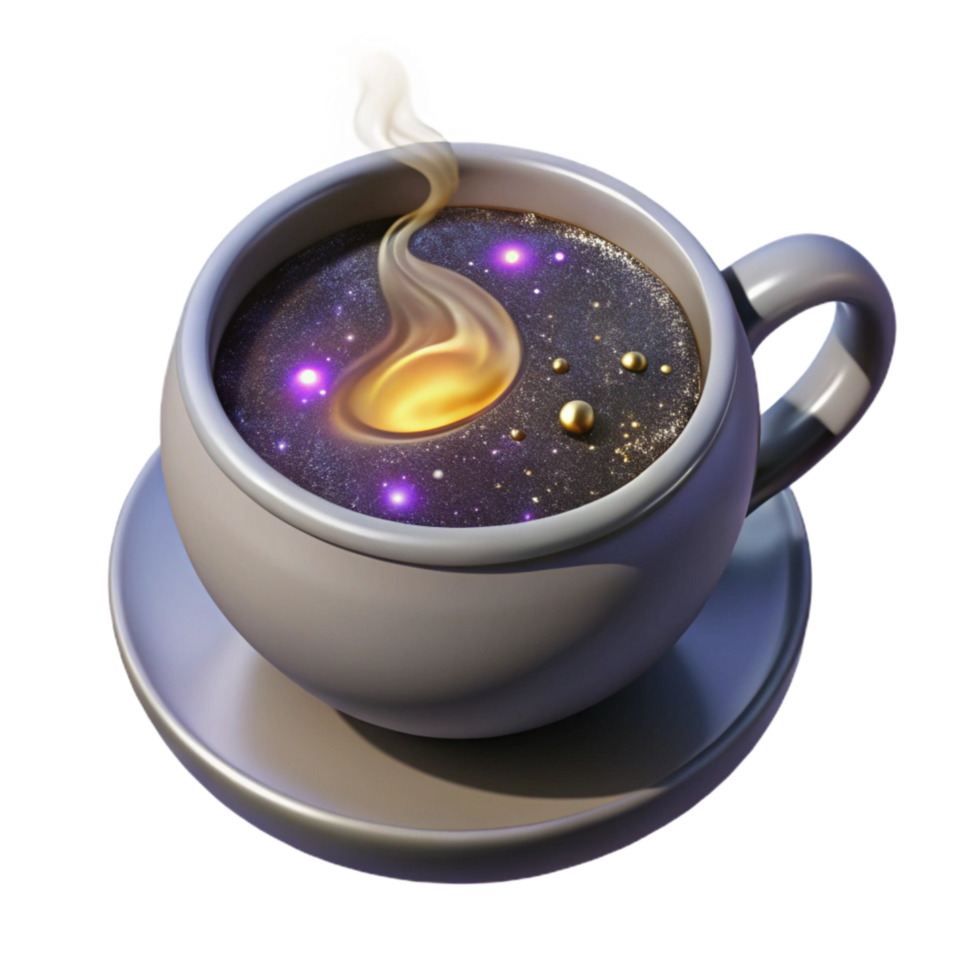 elegant modern Coffee Cup with Steam Cutout with Top View png