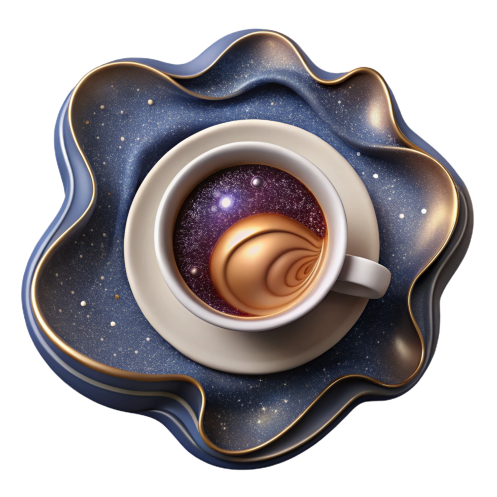 elegant creative Coffee Cup with Saucer Top View Cutout authentic png