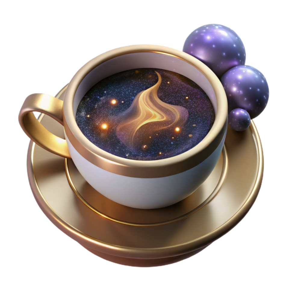 impressive vintage Coffee Cup with Steam Cutout with Top View png