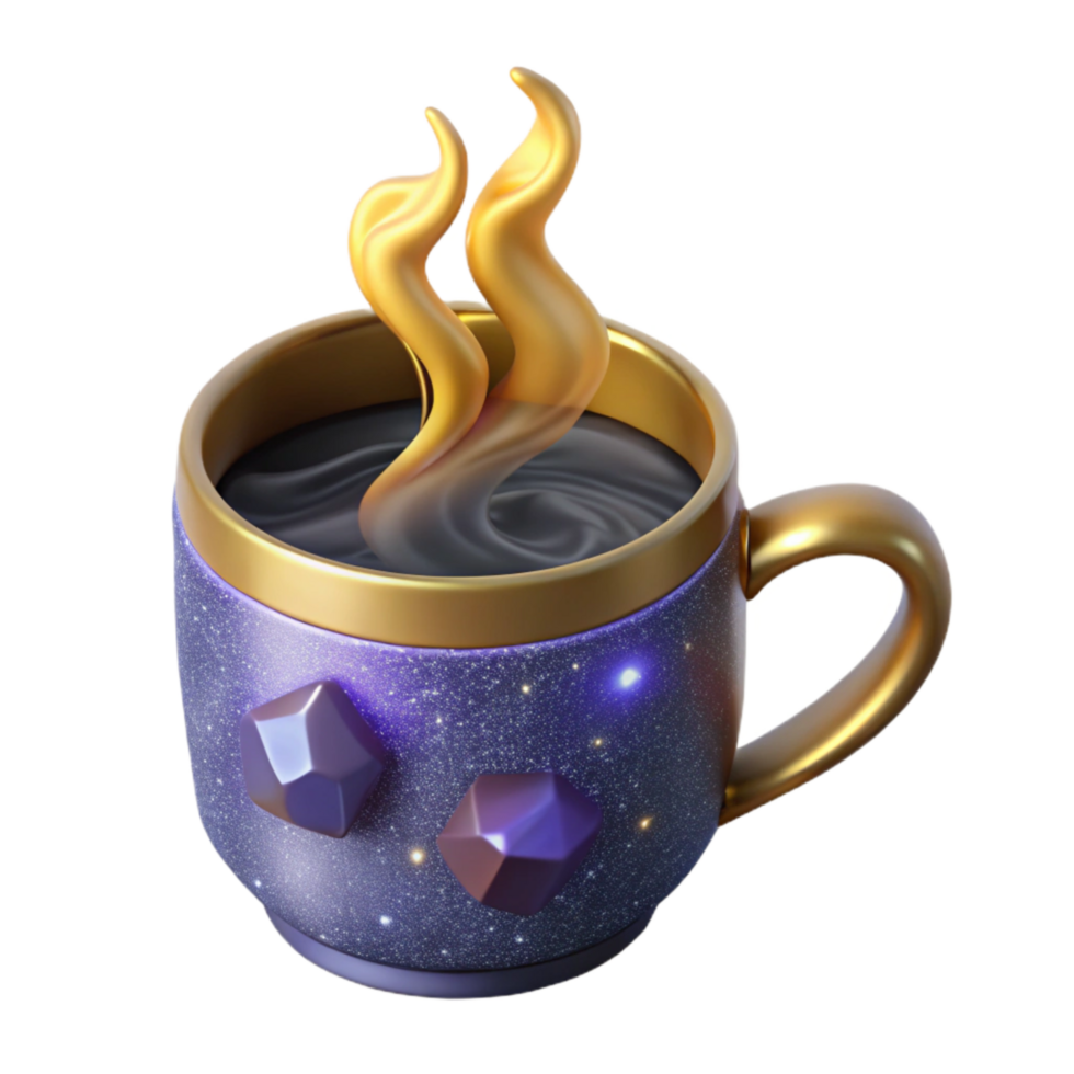 vibrant abstract Coffee Mug with Steam Side View Isolated Element exclusive png