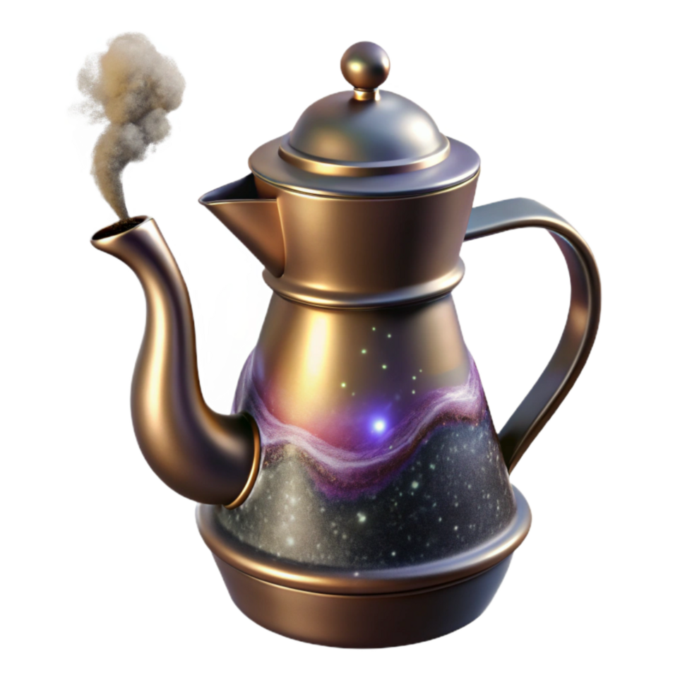 wonderful abstract Coffee Pot with Steam Side View Isolated Cutout original png