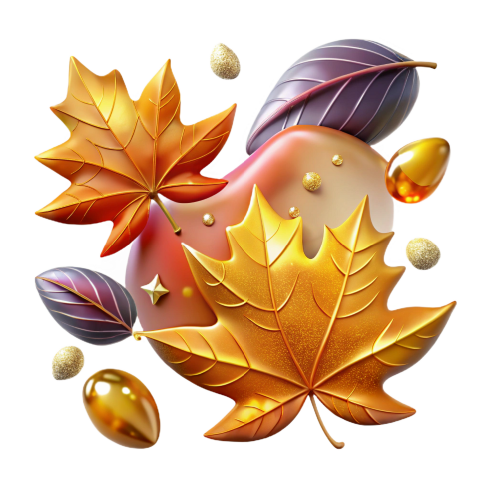 vibrant abstract Colorful Autumn Leaves Falling Down Isolated Element premium png