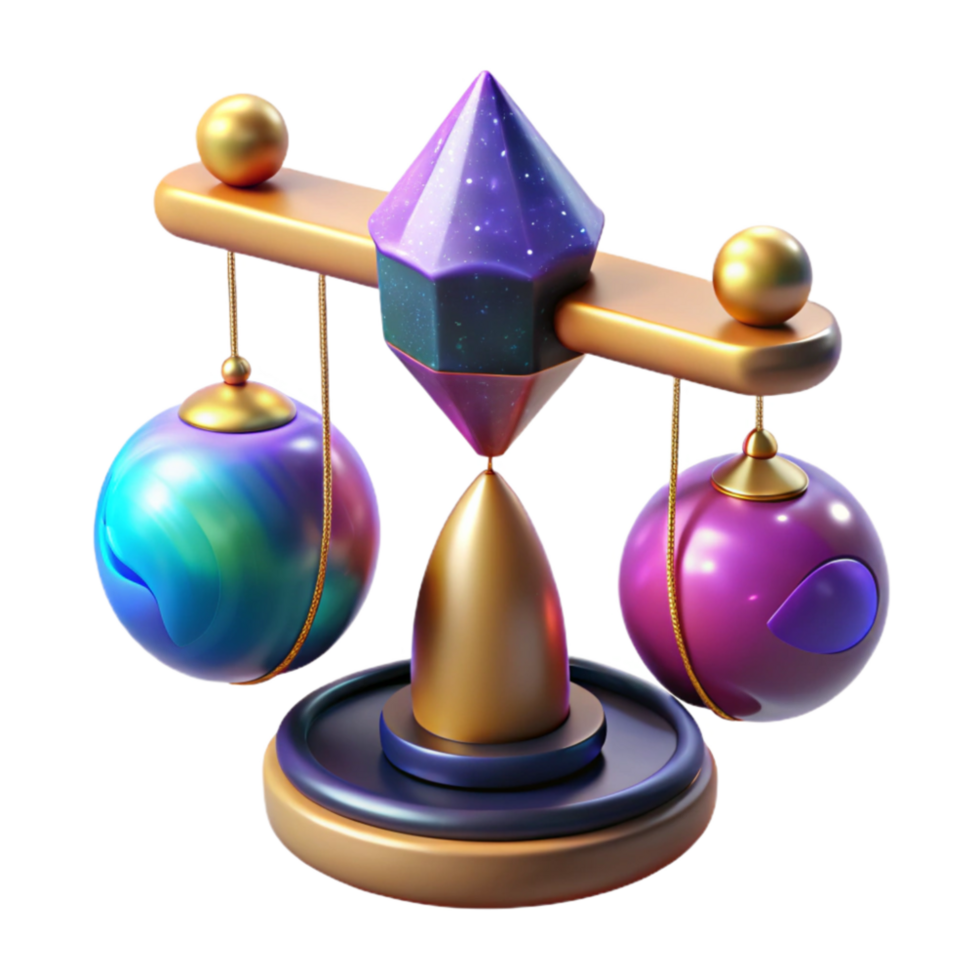 vibrant minimalist Colorful Balancing Toy with Spinning Top Element Isolated genuine png