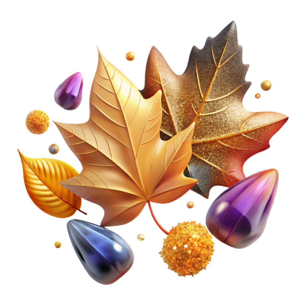serene modern Colorful Autumn Leaves Falling Down Isolated Element high quality png