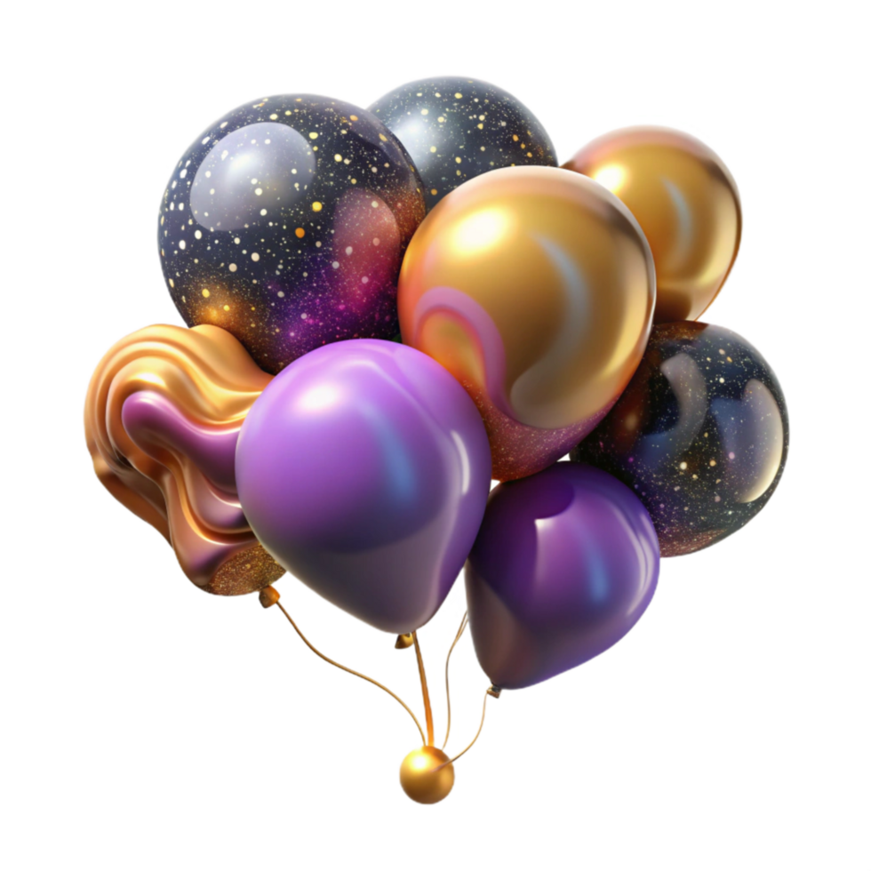 serene minimalist Colorful Balloons Bunch Floating Up Isolated Element high quality png
