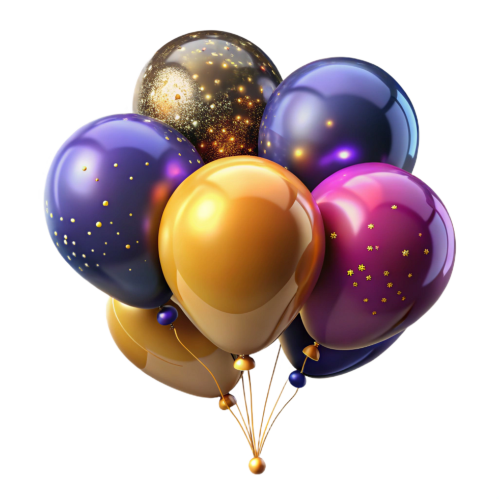 beautiful creative Colorful Balloons Bunch Isolated on Transparent Background premium png