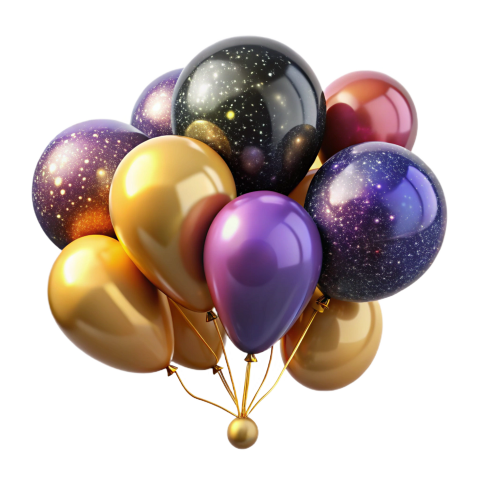 impressive modern Colorful Balloons Bunch Floating Up Isolated Element high resolution png