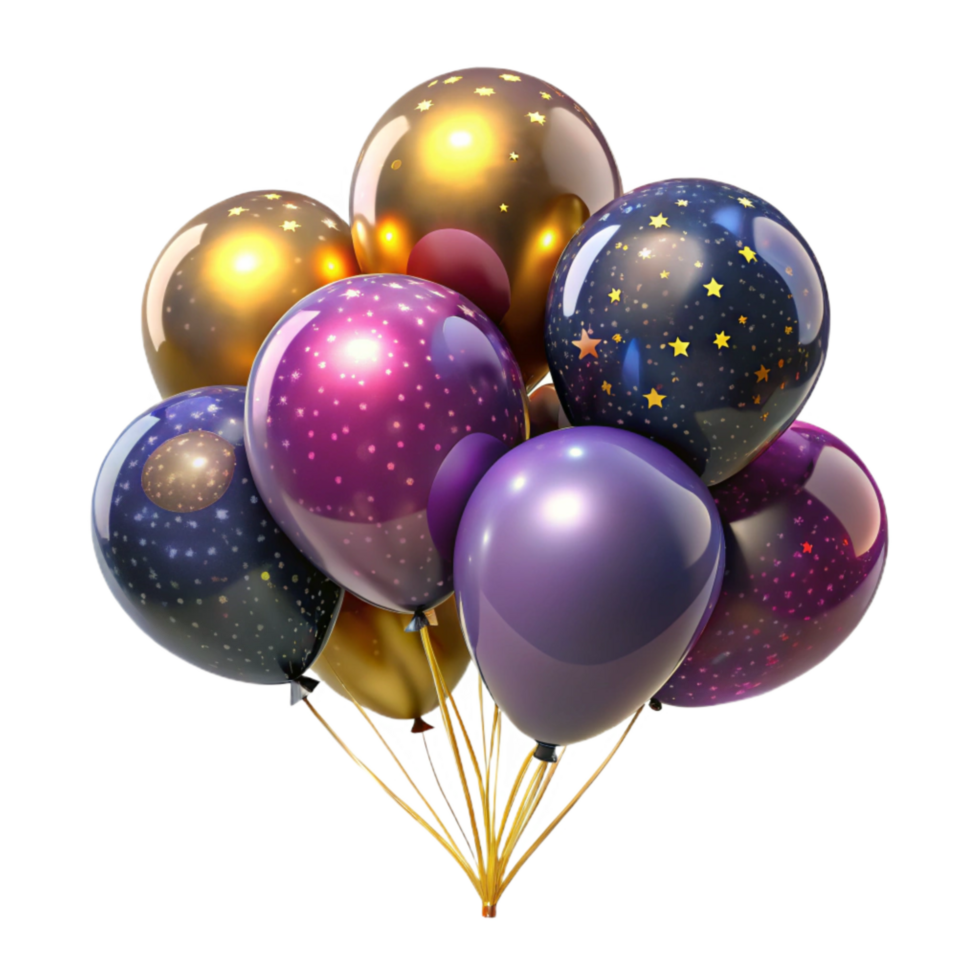 elegant traditional Colorful Balloons Bunch Tied Together Transparent Background detailed png