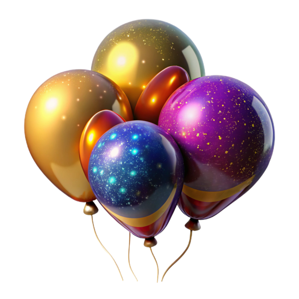 serene artistic Colorful Balloons Floating Upward Isolated Element png
