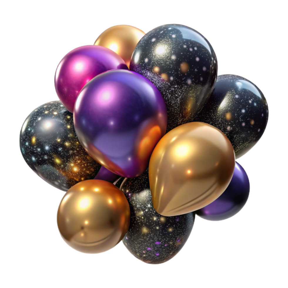 vibrant creative Colorful Balloons Bunch Top Angle Isolated professional png