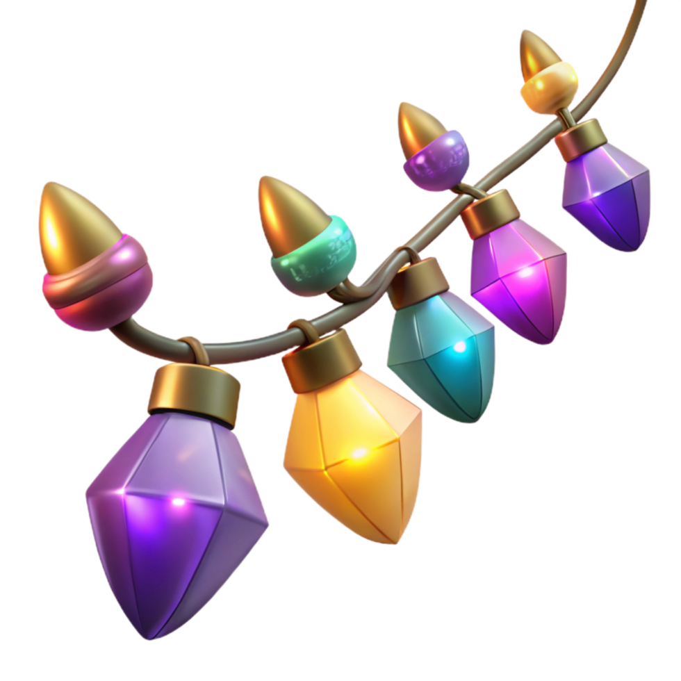 wonderful classic Colorful Christmas Lights String Angled View Isolated Element premium png