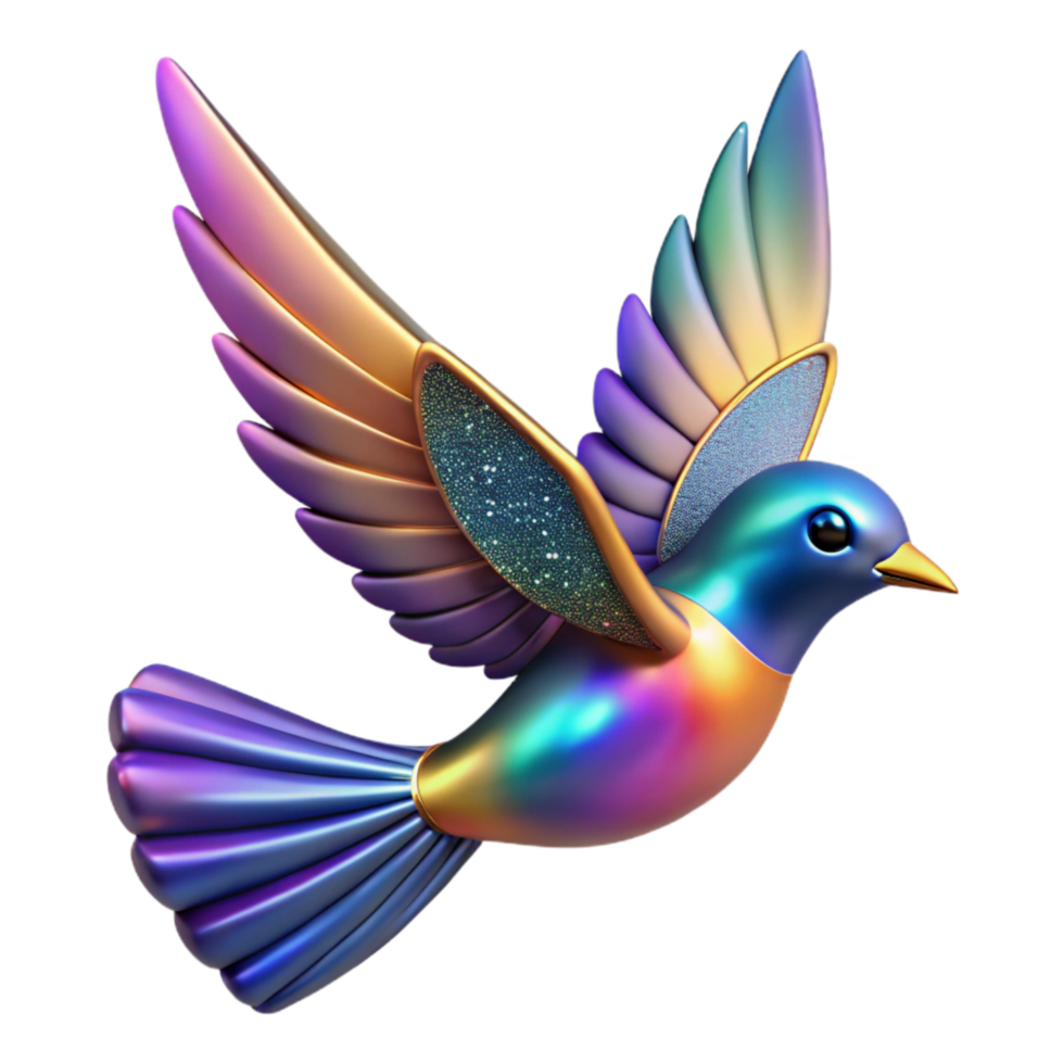 vibrant creative Colorful Bird in Flight Angled View Isolated Element high resolution png