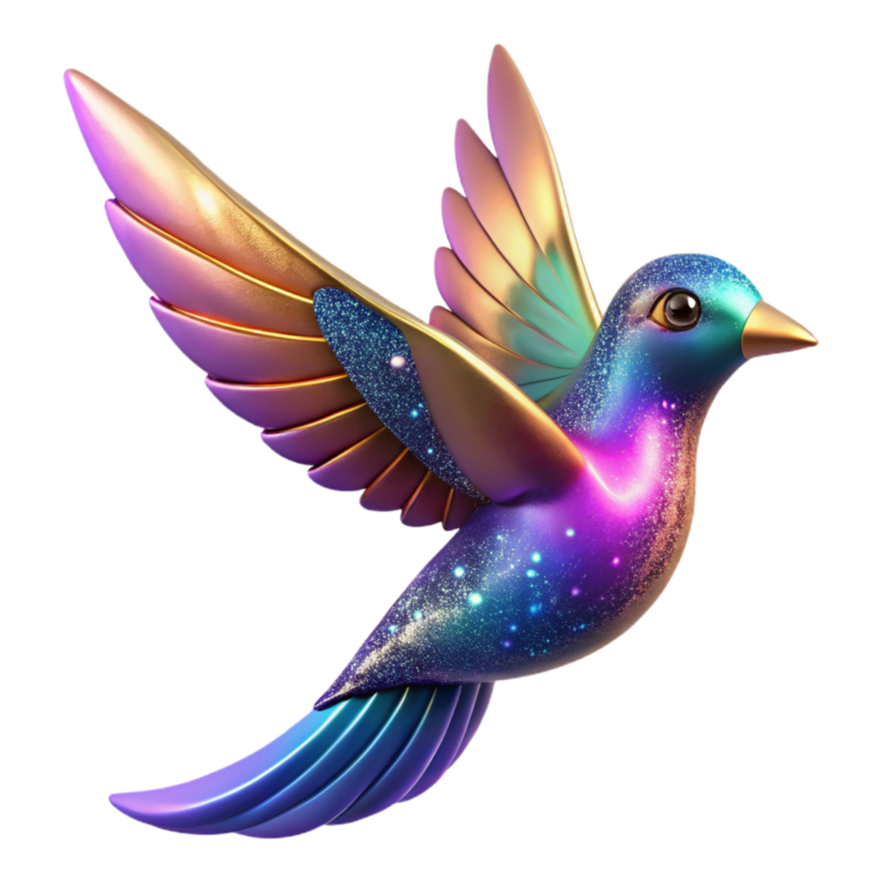 dramatic artistic Colorful Bird in Flight Angled View Isolated Element png