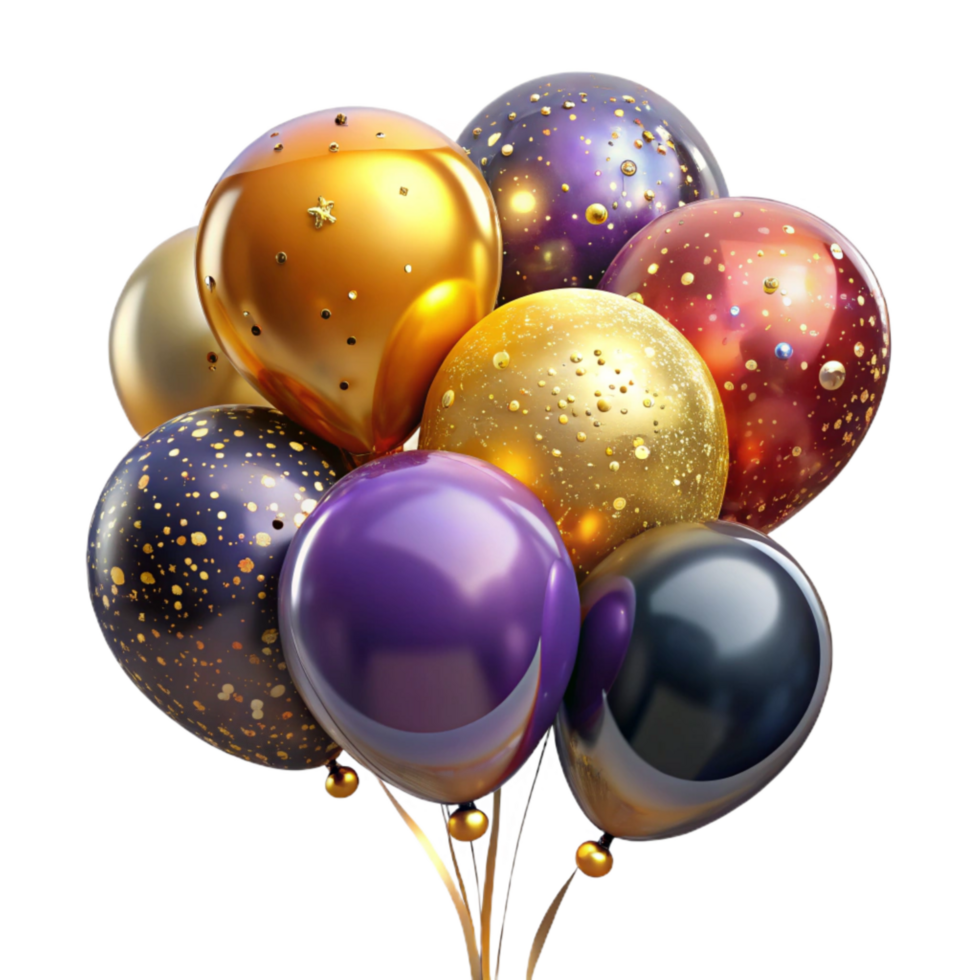 elegant modern Colorful Balloons String Isolated on Transparent Background high resolution png