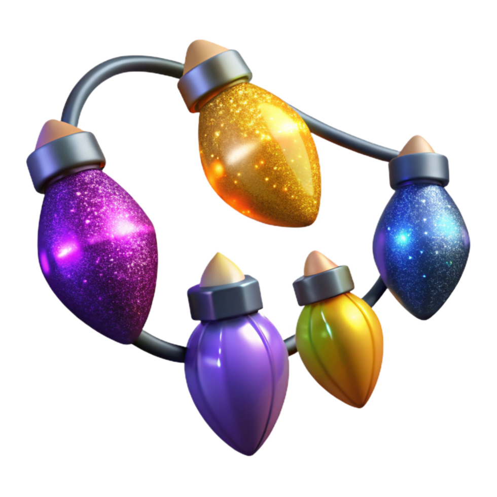 magnificent traditional Colorful Christmas Lights String Angled View Isolated Element genuine png