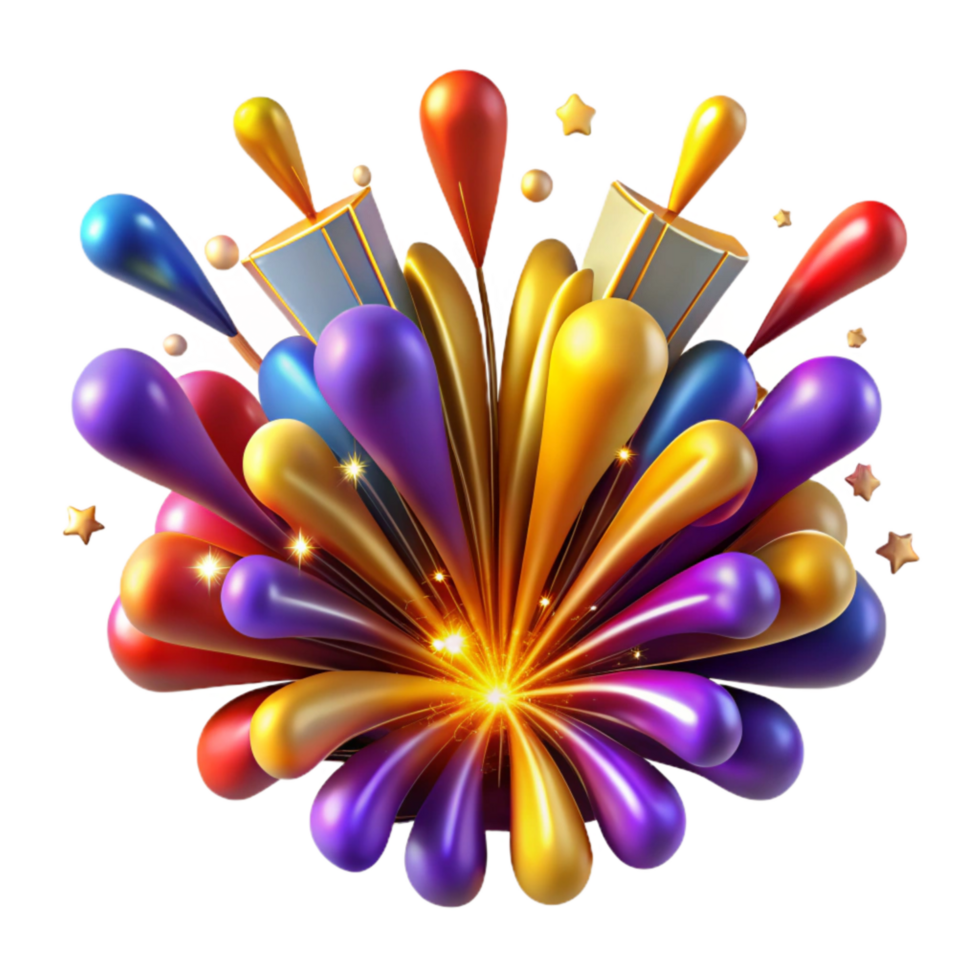 vibrant abstract Colorful Fireworks Exploding Transparent Background authentic png