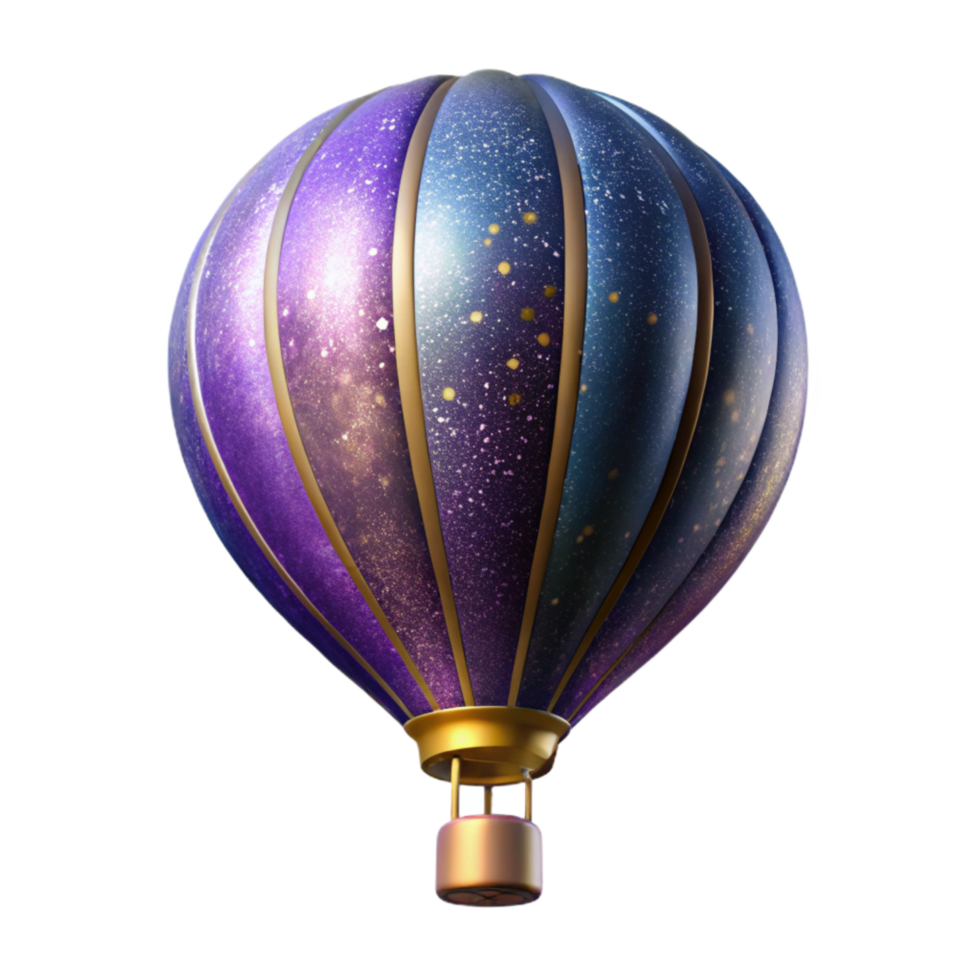 serene modern Colorful Hot Air Balloon Angled View Isolated Element authentic png