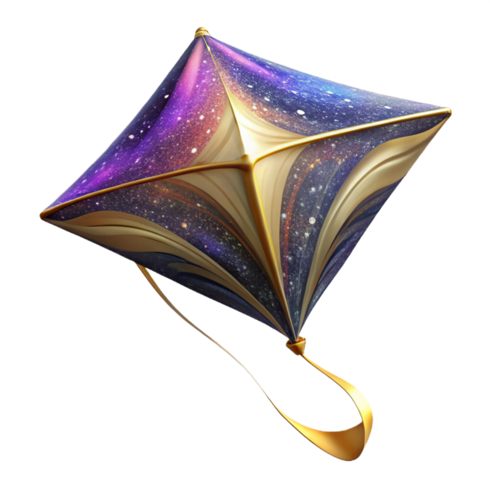 dramatic modern Colorful Kite in Flight Angled View Isolated Element exclusive png