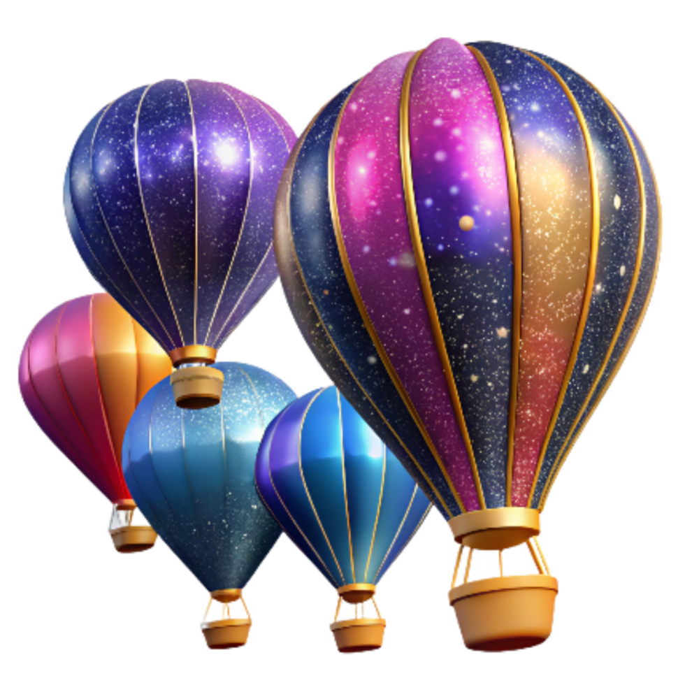 magnificent creative Colorful Hot Air Balloons in Sky Isolated Element premium png