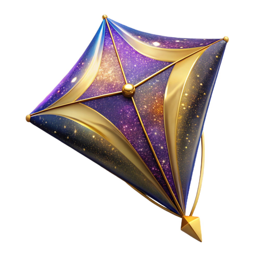 vibrant traditional Colorful Kite in Flight Angled View Isolated Element genuine png