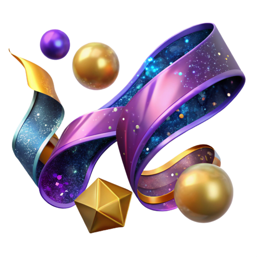 beautiful minimalist Colorful Party Streamers Cutout Transparent Background high quality png