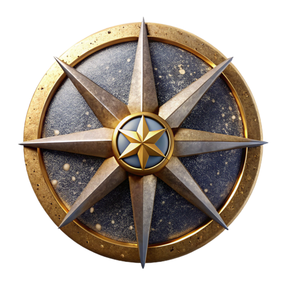 impressive classic Compass Rose with Gold Accents Cutout Isolated high quality png