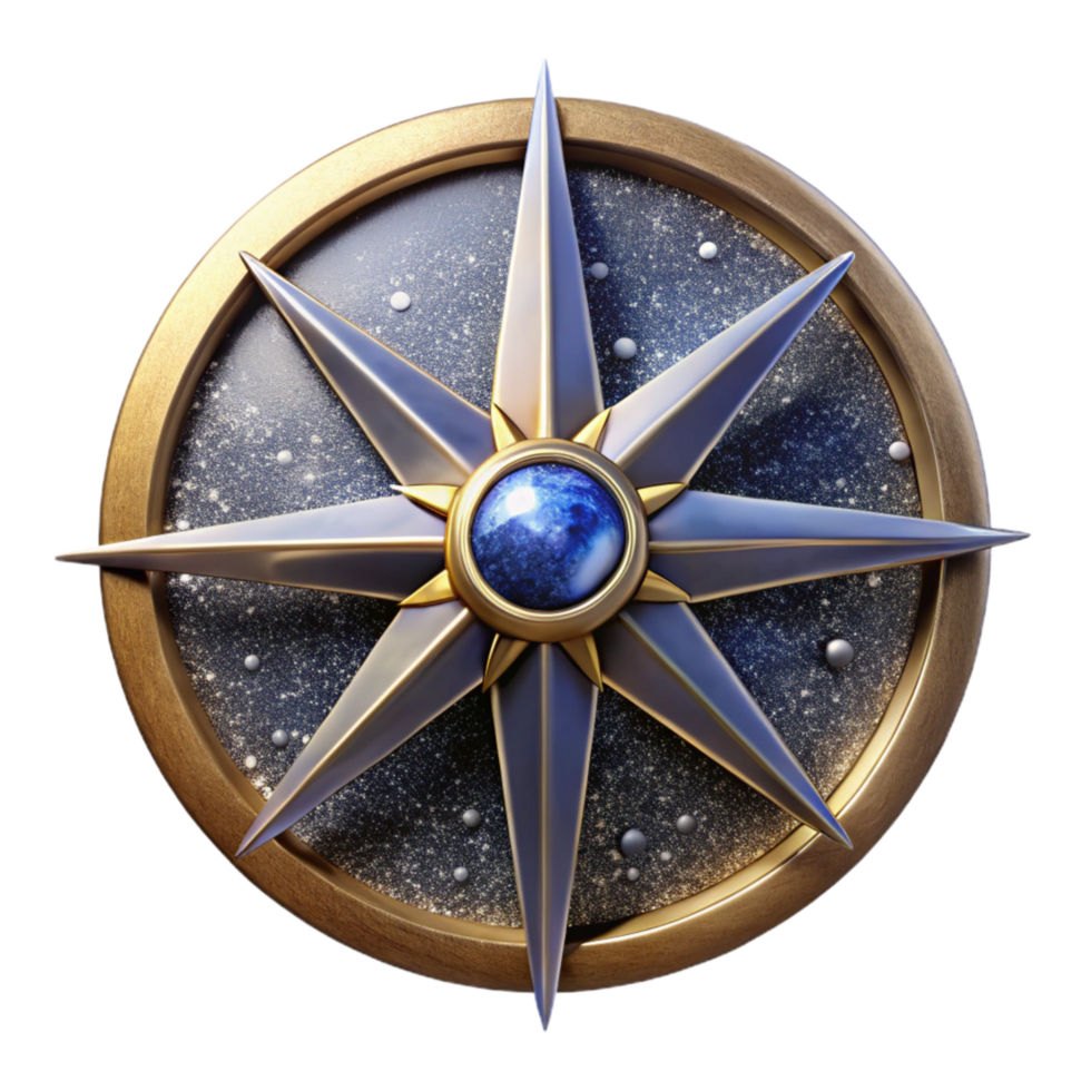 wonderful artistic Compass Rose with Metallic Finish Cutout Isolated genuine png