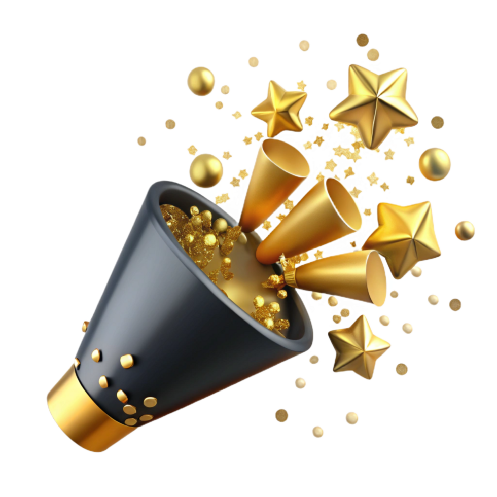 serene creative Confetti Explosion Side View Isolated Element authentic png