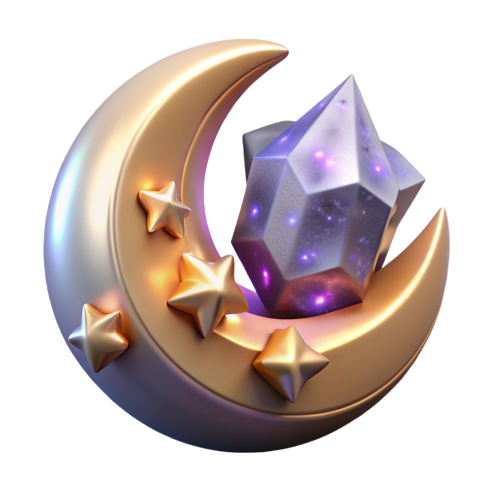 vibrant contemporary Crescent Moon with Stars Cutout professional png