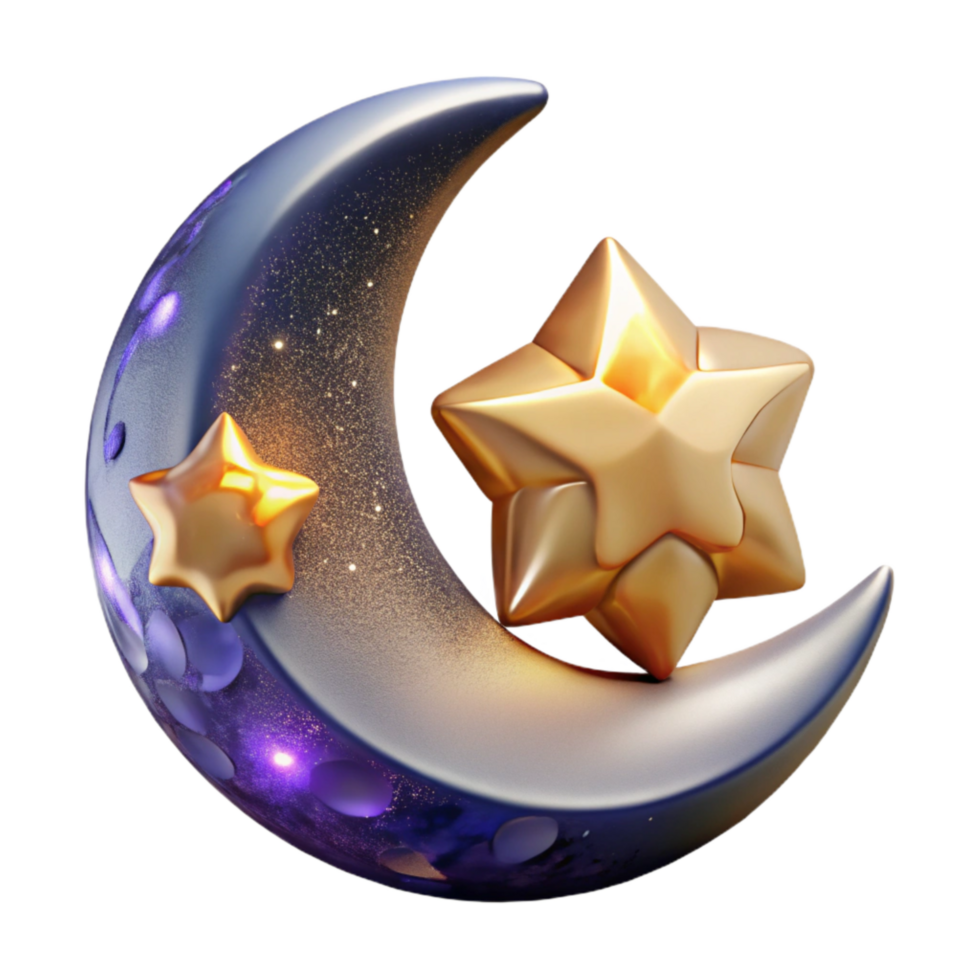 magnificent artistic Crescent Moon with Stars Cutout professional png