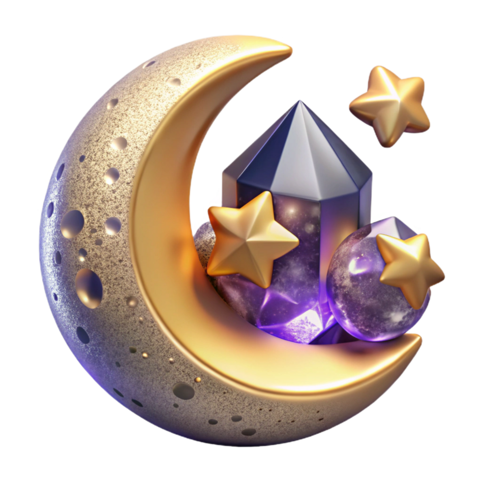 dramatic contemporary Crescent Moon with Stars Cutout authentic png