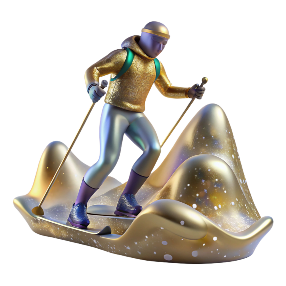 beautiful contemporary Cross Country Skier Traversing Hilly Terrain Transparent png