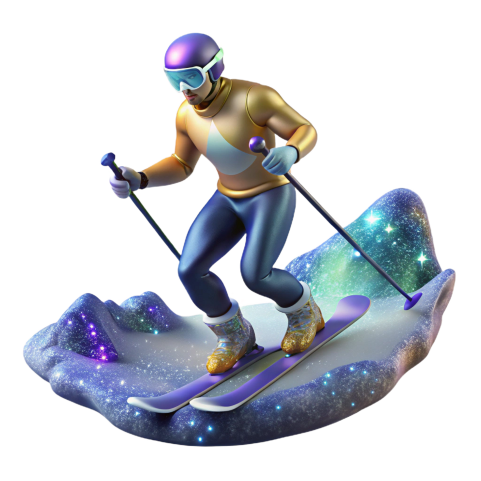 vibrant minimalist Cross Country Skier Gliding Through Snow Isolated Element high quality png