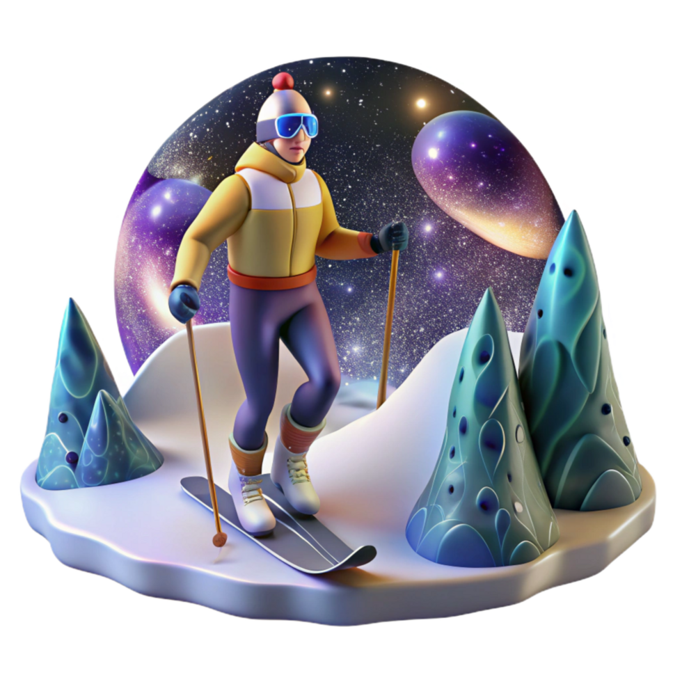 elegant rustic Cross Country Skier Enjoying Winter Landscape Isolated with Serene Atmosphere original png