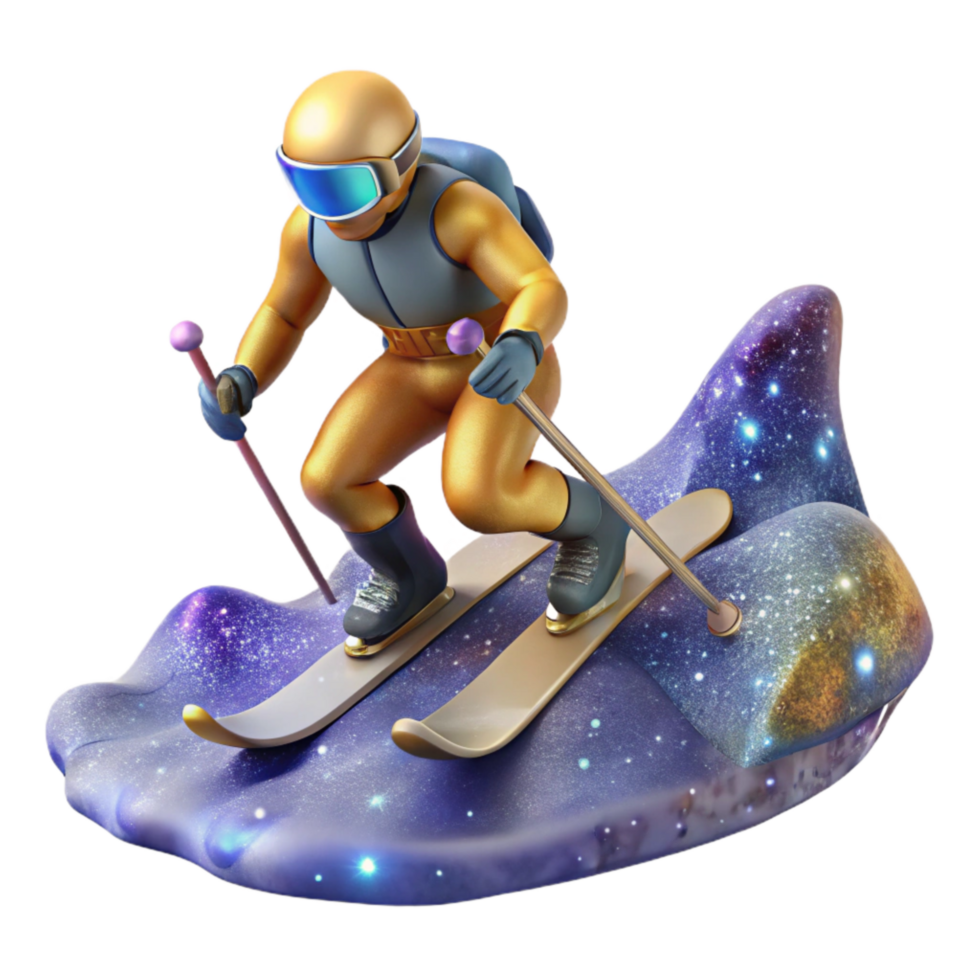 magnificent vintage Cross Country Skier Gliding Through Snow Isolated Element premium png