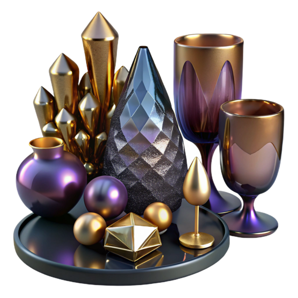 wonderful abstract Crystal Glassware Set Elegant Design Transparent Background professional png