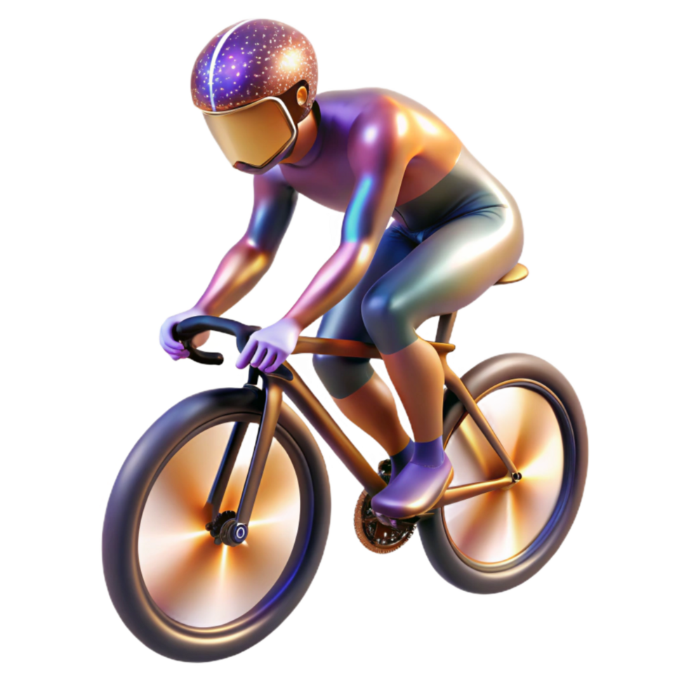 vibrant abstract Cyclist in Motion Blurred Effect Cutout professional png
