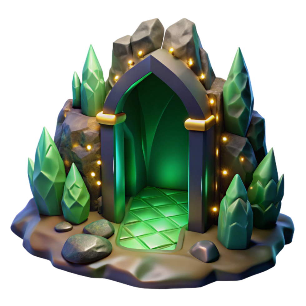 stunning contemporary Dark Cave Entrance Cutout with Eerie Green Light professional png