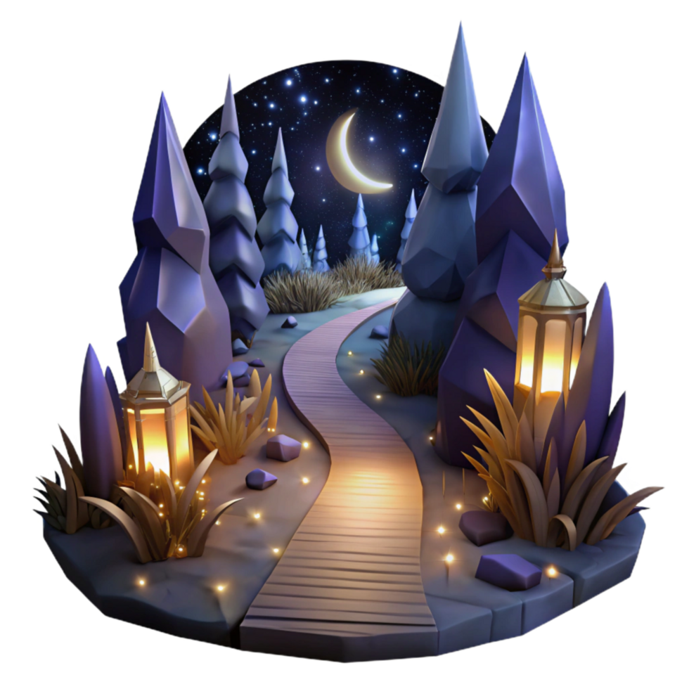 extraordinary traditional Dark Forest Path at Night Isolated with Moonlit Glow genuine png