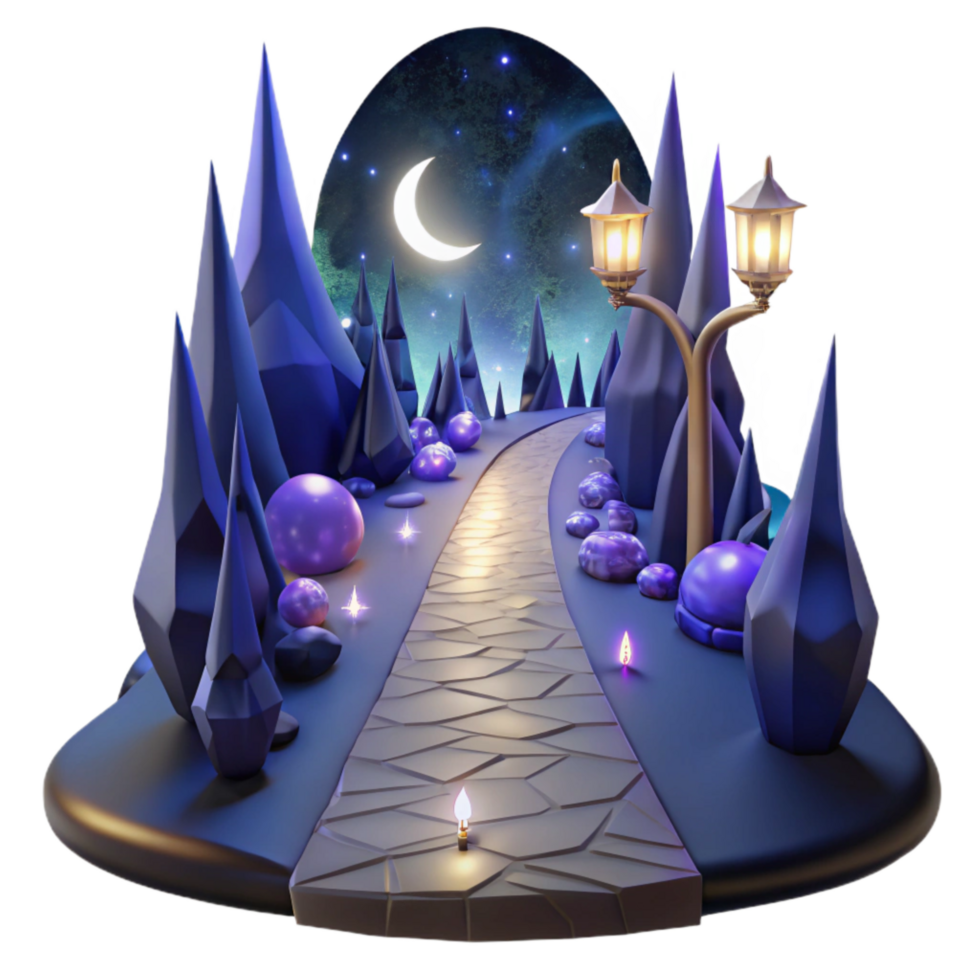 wonderful creative Dark Forest Path at Night Isolated with Moonlit Glow exclusive png