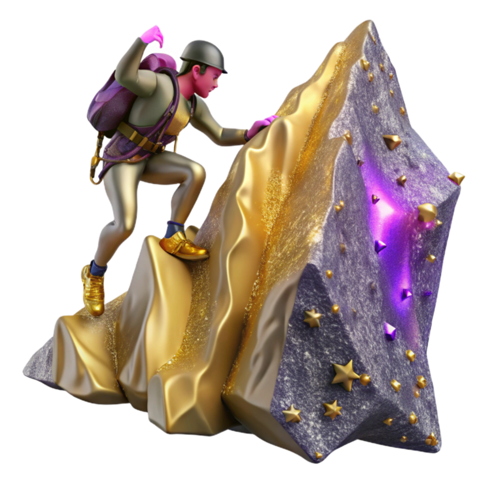 wonderful traditional Daring Mountain Climber Ascending Cliff Face Isolated detailed png