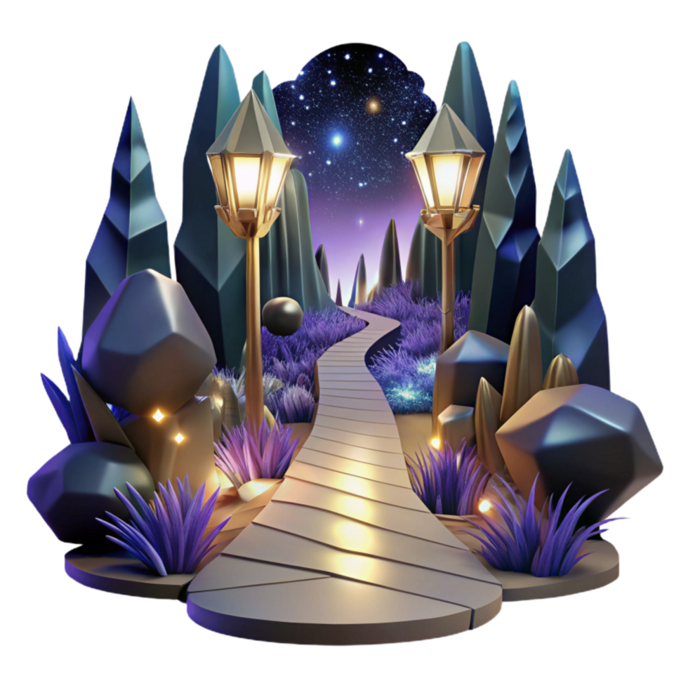 impressive rustic Dark Forest Path at Night Isolated with Moonlit Glow genuine png